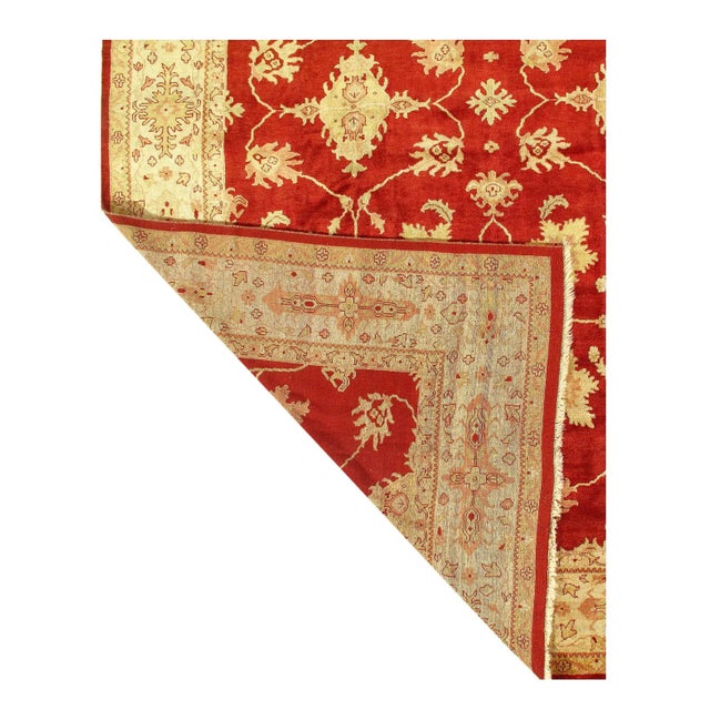 Traditional Red Color Fine Hand Knotted Oushak Rug 11'11'' X 17'3'' For Sale - Image 3 of 4