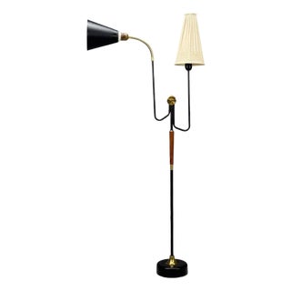 Möllers Armatur Eskilstuna, Floor Lamp, Lacquered Metal, Teak, Sweden, 1950s For Sale