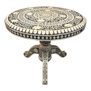 Round Bone Inlay Tripod Side Table For Sale