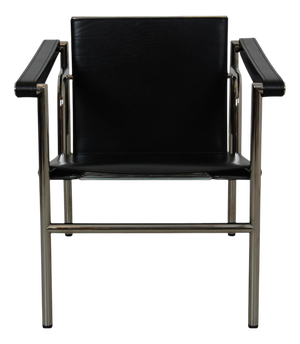 Lc-1 Chair in Black Leather by Le Corbusier