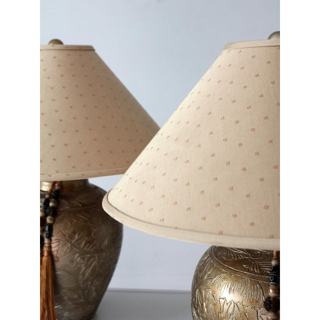 Mid-Century Modern Pair of Vintage Chinoiserie Style Gilt Ceramic Table Lamps For Sale - Image 3 of 18