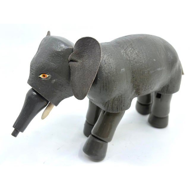 Folk Art Vintage Schoenhut "Humpty Dumpty" Circus Wooden Elephant Toy For Sale - Image 3 of 8