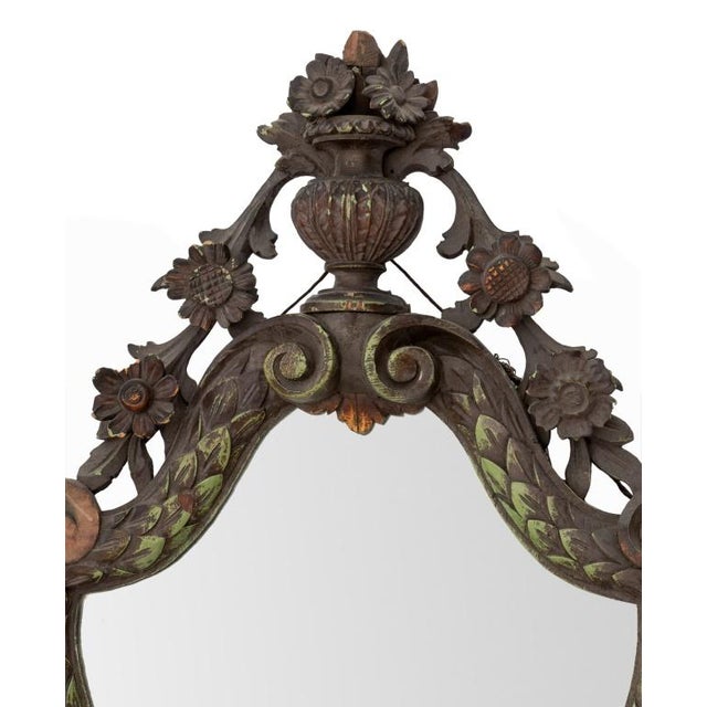Baroque Style Paint-Decorated and Carved Wood Wall Mirror, 19th century. 31" H x 18" W x 1.5" D. Provenance: From a New...