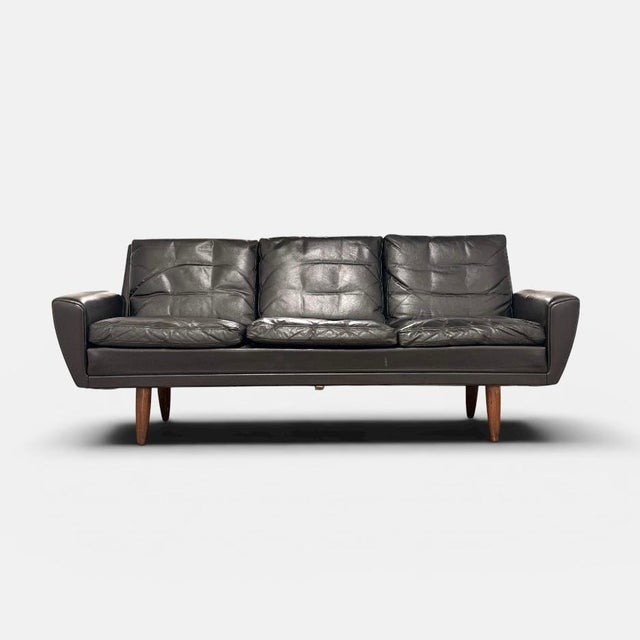 Model 64 Sofa in Black Leather by Georg Thams for Vejen Polstermøbelfabrik, Denmark, 1960s For Sale - Image 14 of 14