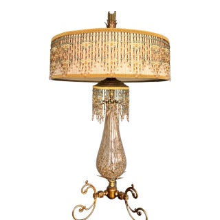 Art Deco Gatsby Hollywood Regency Style Beaded Lamp For Sale