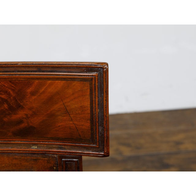 Pair of English Regency Mahogany Hall Chairs with Painted Coat of Arms For Sale - Image 12 of 12