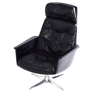 Black Leather Sedia Swivel Chair by Horst Brüning for Cor, 1960s For Sale