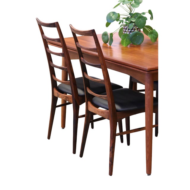 Mid-Century Modern Chairs in Rosewood and Black Leather by Niels Koefoed for Koefoeds Møbelfabrik, 1960s, Set of 6 For Sale - Image 3 of 16