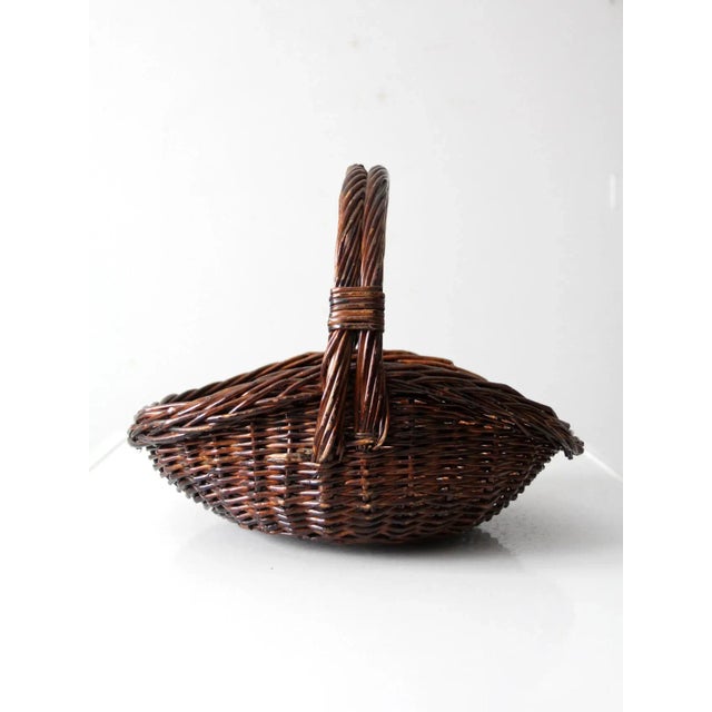 Late 20th Century Vintage Wicker Gathering Basket For Sale - Image 5 of 13