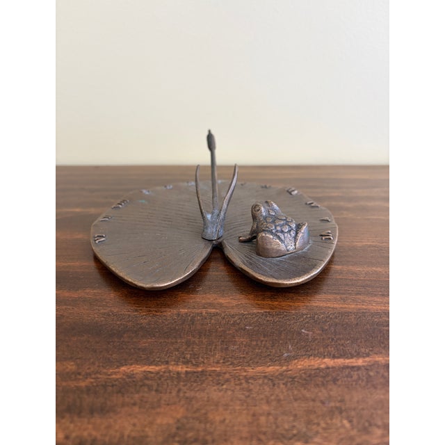Farmhouse Vintage English Country Iron Garden Sundial With Frog on a Lily Pad For Sale - Image 3 of 7