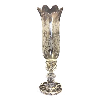 Bambou Tors Candlestick in Engraved Crystal from Baccarat, 1980s For Sale