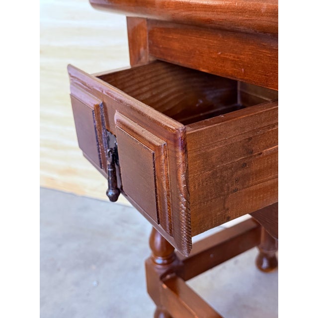 Early 20th Century Pair of Spanish Nightstands with Drawer and Iron Hardware For Sale - Image 13 of 18