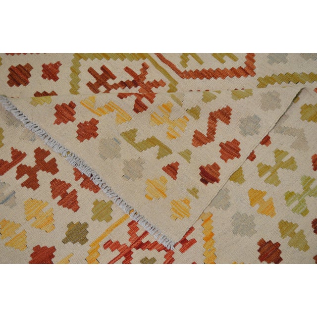 Afghan Hand Made Wool Maimana Kilim,6'6"x9'7" For Sale - Image 4 of 5