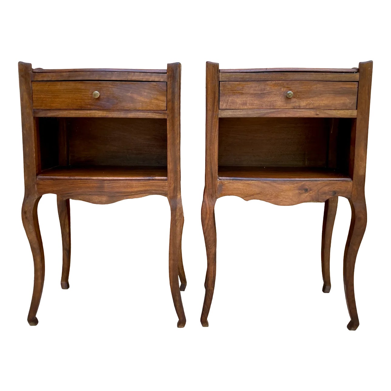 French Nightstands in Walnut, 1890s, Set of 2 Chairish