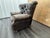 Rh Churchill Leather Chair With Nailheads Vintage Ebony Leather | Down-Feather Fill | Classic Depth For Sale - Image 17 of 18