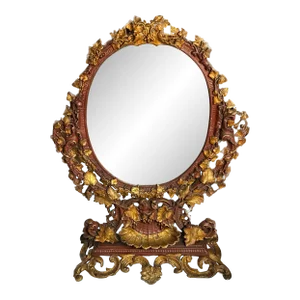 Mid 19th Century Victorian Cast Iron Polychrome Hinged Rococo -Style Bureau Mirror