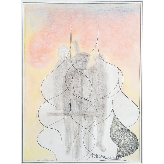 Painting by ezio grubaudo mosca. Mixed media on paper. 1970s period 1970s author ezio gribaudo (turin, 10 january 1929 –...