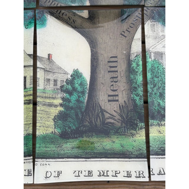 Mid-Century Modern 1980s John Derian "Tree of Temperance" Decoupage 9 Piece Glass Tray Set For Sale - Image 3 of 12