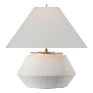 Thomas O'Brien by Visual Comfort Signature Aten 23" Table Lamp in Plaster White with Linen Shade For Sale