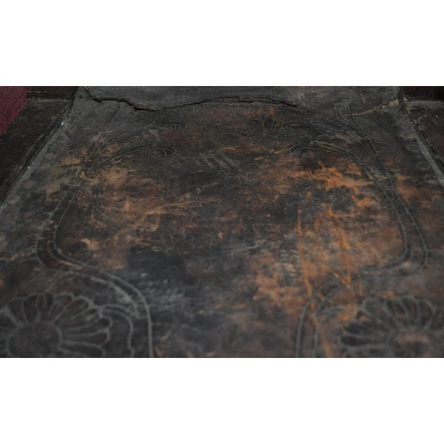 Set of Antique Embossed Leather Dining Chairs, 1900s For Sale - Image 6 of 11