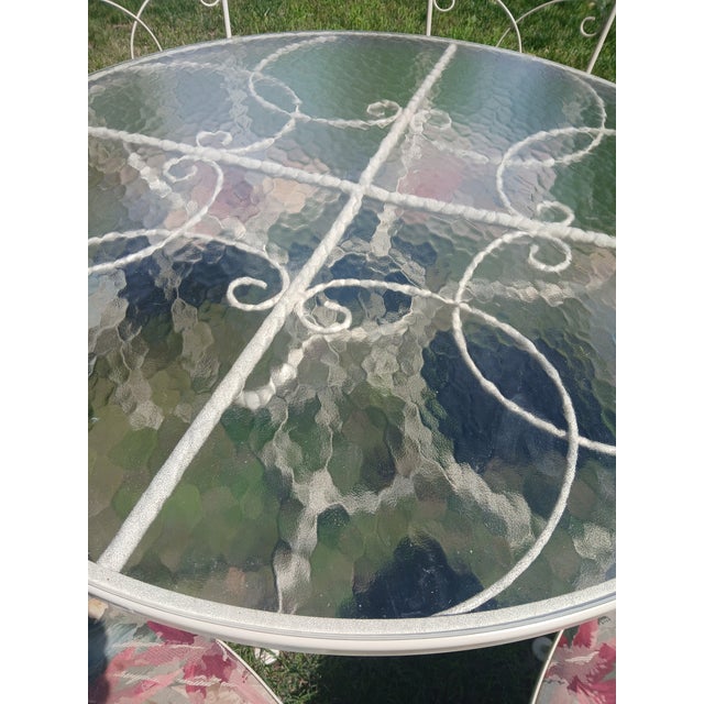 Vintage Wrought Iron 7 Pc Patio Dining Set For Sale - Image 10 of 11