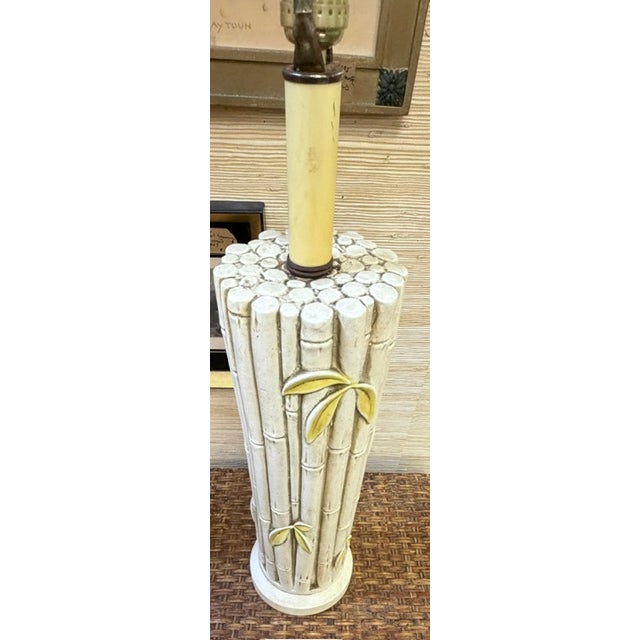 Mid Century Palm Beach Faux Bamboo Table Lamps, a Pair For Sale - Image 4 of 6