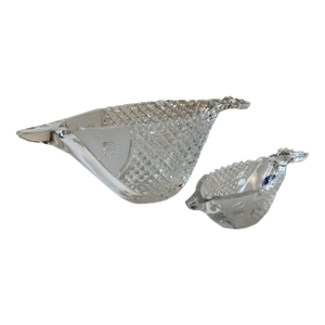 1980s Gus Khrustanly Lead Crystal Fish Shaped Dishes Set of 2