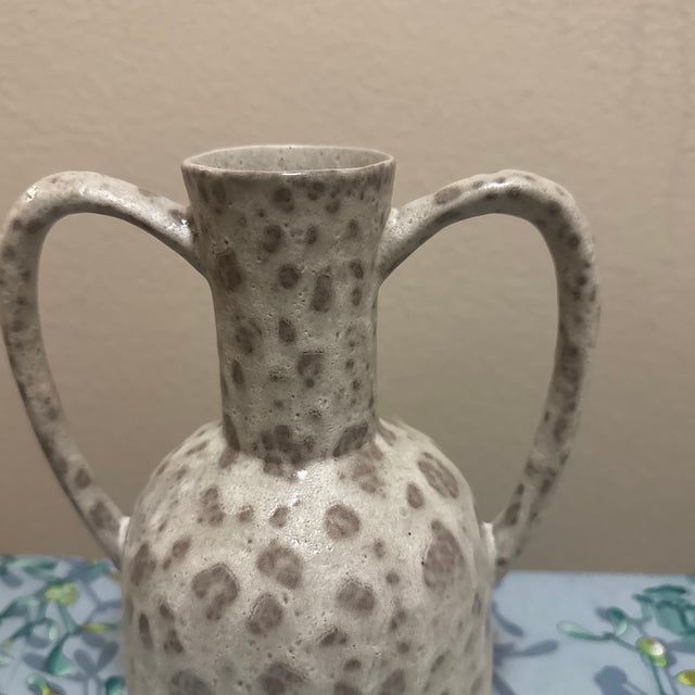 Boho Chic Textured Terracotta Amphora Vase – Speckled Neutral Decor For Sale - Image 3 of 7