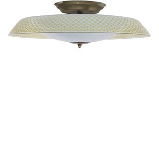Mid Century Flush Mount Glass Fixture Chandelier C 1950/1960's For Sale