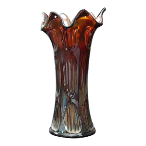Circa 1940 Small Vintage Decorative English Carnival Glass Flower Vase