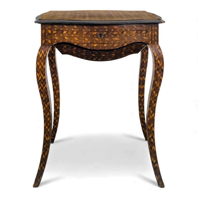 Transition-Style Marquetry Side Table For Sale - Image 10 of 10