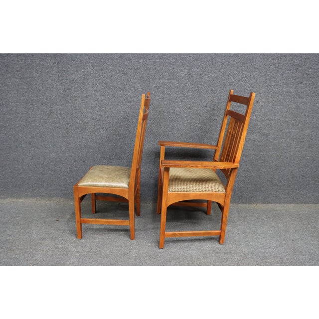 Brown Set of 6 Stickley Harvey Ellis Mission Oak Dining Chairs For Sale - Image 8 of 15