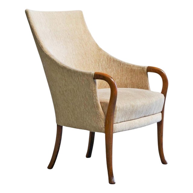 Mid-Century Armchair in Wool and Beech, Europe, 1950s For Sale