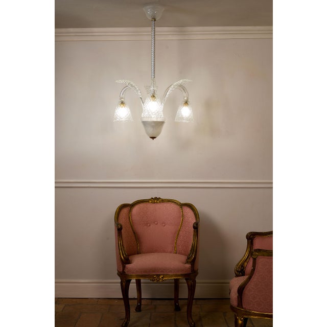 Vintage Art Deco Chandelier in Murano Blown Glass, 1930s For Sale - Image 6 of 13