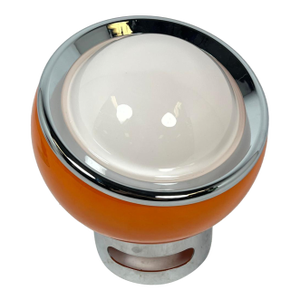 1960s Orange Ball Form Glass Lamp With Chrome Base- Attributed to Harvey Guzzini