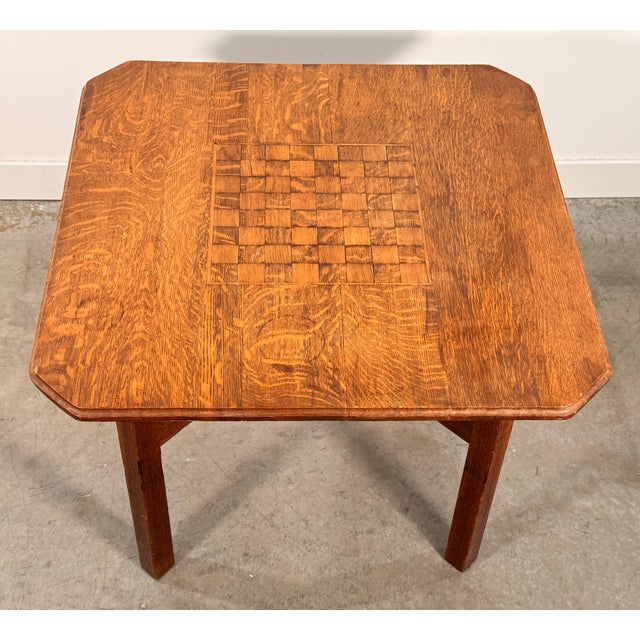 Antique Arts and Crafts Oak Chess and Checkers Game Table, Circa 1910 For Sale In Providence - Image 6 of 10