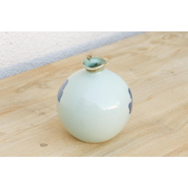 Hand-Painted Coral Blossom Porcelain Vase For Sale - Image 4 of 6