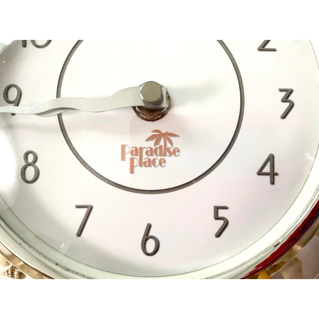 McM-Coastal-Lucite Wall Clock – Shaped Like a Seashell-Embedded Throughout With Tiny Seashells For Sale - Image 6 of 8