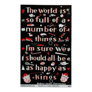 1937 American Hope of a Nation Poster Series, Appreciation (Robert Louis Stevenson) For Sale
