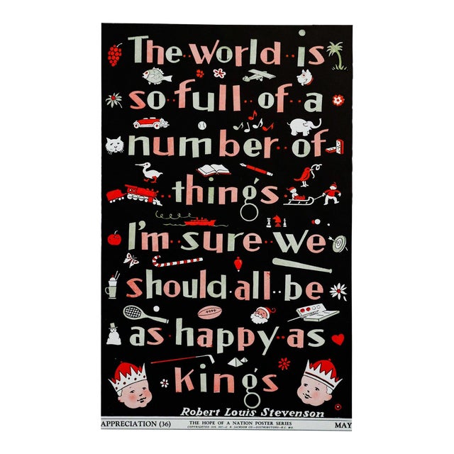 1937 American Hope of a Nation Poster Series, Appreciation (Robert Louis Stevenson) For Sale