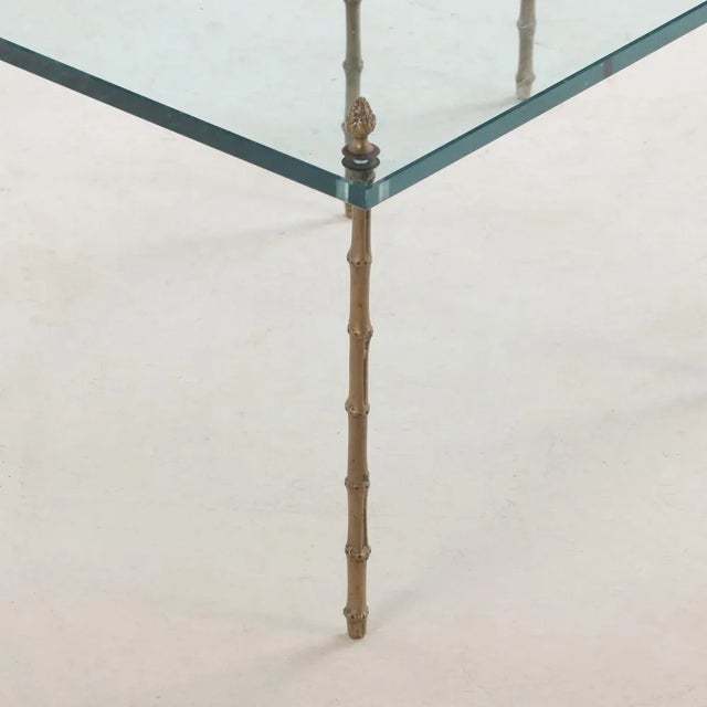 Mid-Century Modern A Pair of French Bronze Faux Bamboo End Tables, in the Manner of Jansen, C 1950. For Sale - Image 3 of 8