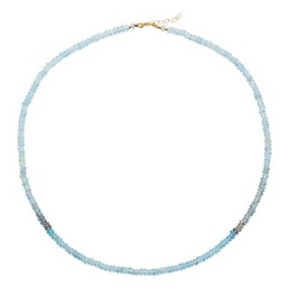 Moss Aquamarine Necklace 18k Gold For Sale