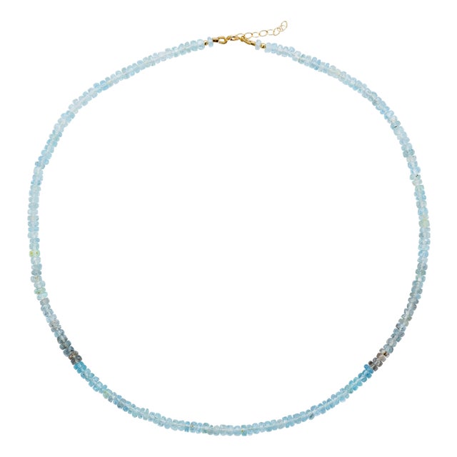 Moss Aquamarine Necklace 18k Gold For Sale