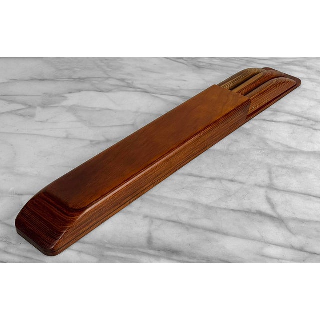 Mid-Century Modern Mid-Century Teak 4-Piece Knife Carving Set For Sale - Image 3 of 10