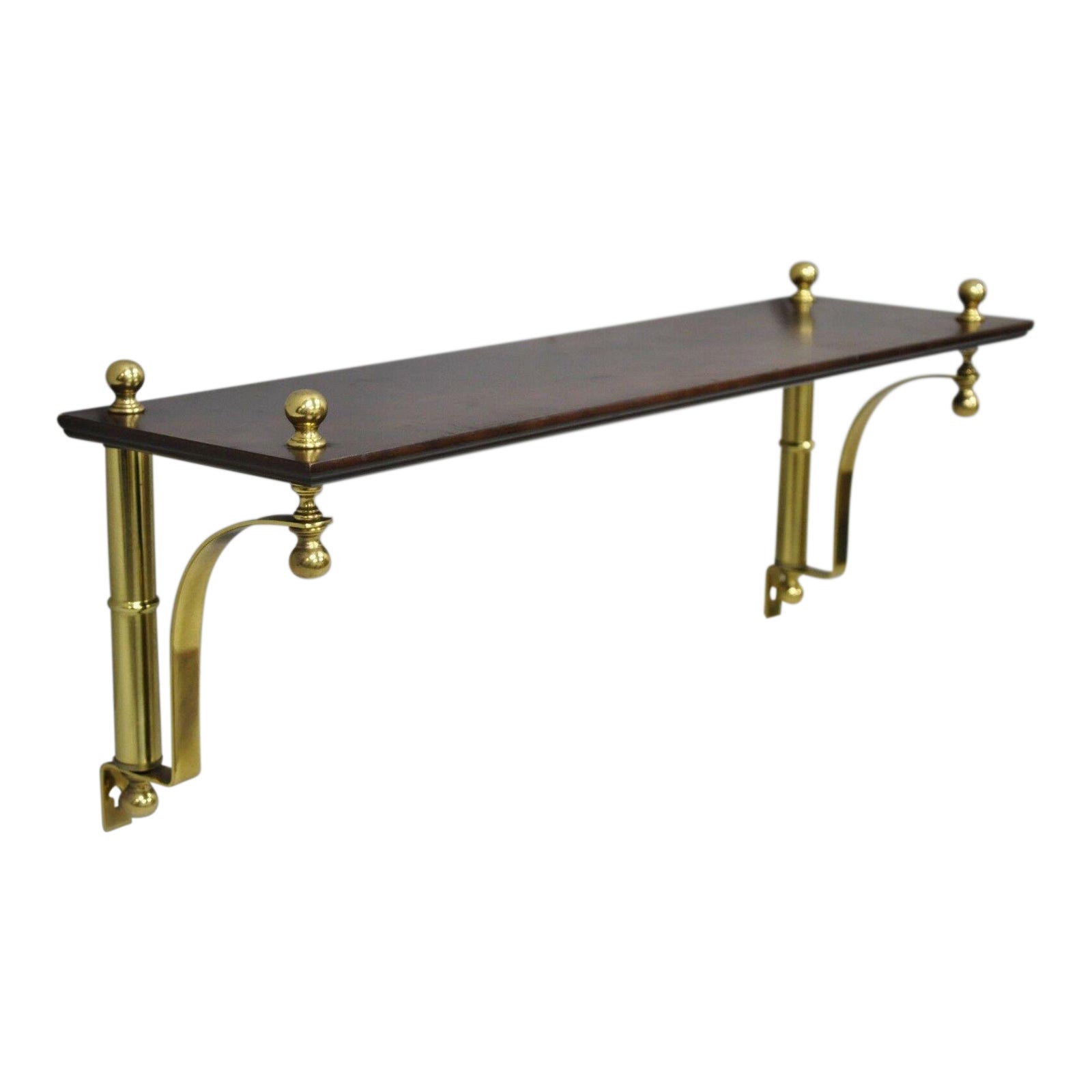 20th Century Chippendale Bombay Company Cherry Wood & Brass Faux Bamboo