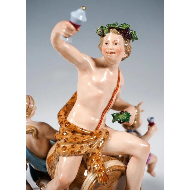 Bacchanal with Wine Barrel Group attributed to Kaendler & Meyer for Meissen, Germany, 1870s For Sale - Image 9 of 13