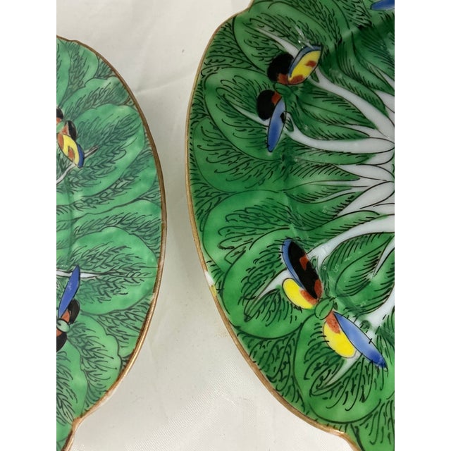 Set of 4 Antique Chinese Export Porcelain Famille Verte” Boc Choy Leaf” 6”plates For Sale - Image 12 of 12