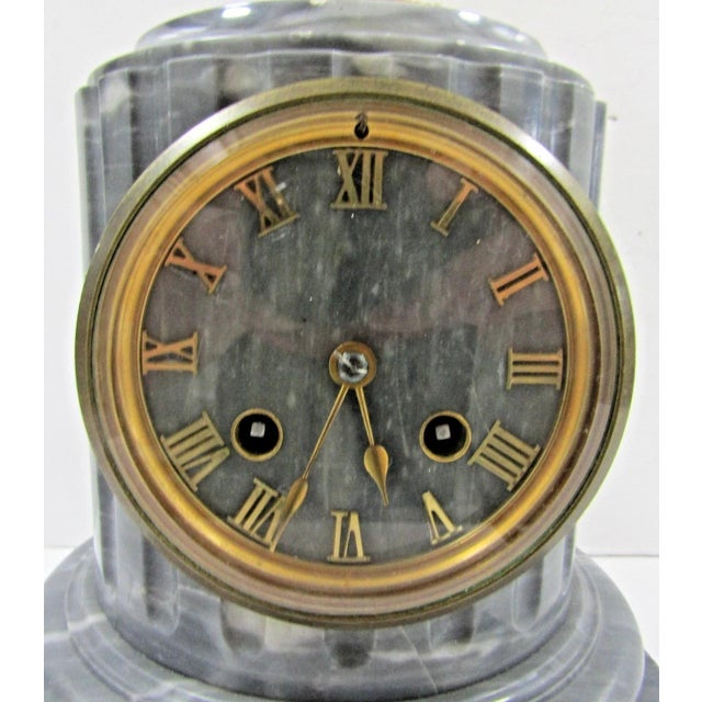 Metal French Empire Gilt Bronze Brûle-Parfum Onyx Columnar Mantle Clock, Early 19th C. For Sale - Image 7 of 16