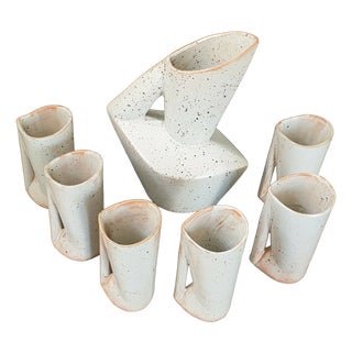 Vintage Orangeade Service in Stoneware, 1950s, Set of 2 For Sale