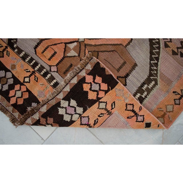 Vintage Turkish Handmade Runner Rug Tribal Design Kilim Organc Wool Hallway Rug Stair Runner - 3′6″ × 12′6″ For Sale - Image 9 of 11